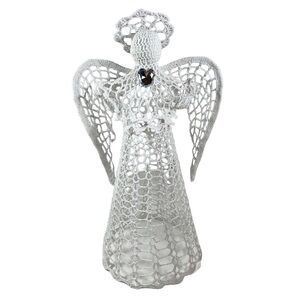 Cracker Barrel Crochet Angel Tree Topper Handmade Christmas White Pink 16”